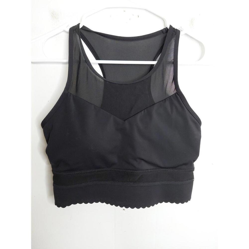 Zyia Bra Womens Small High Neck Padded Mesh Black Workout Yoga Running